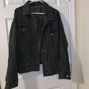 Forever 21 “common sense” black denim jacket